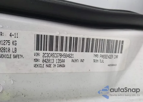 2011 Chrysler 300 Limited z USA, uszkodzony, nr VIN 2C3CA5CG7BH564621